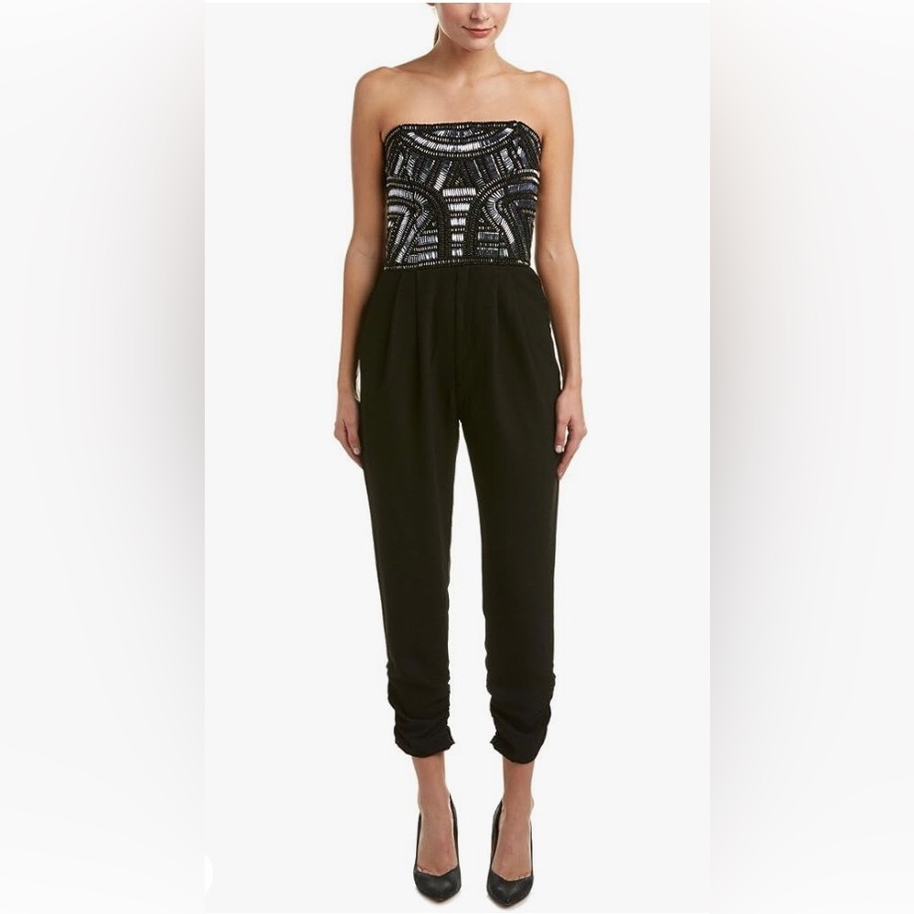 PARKER Women’s Giovanna Beaded Bodice Black Jumpsuit (XS)